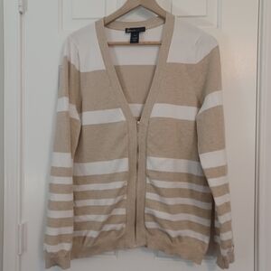 Lane Bryant Zip Front Stripped Sweater Cardigan Sz 14/16